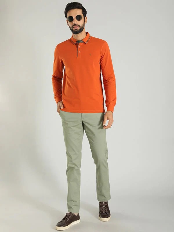 Indian Terrain Men's Slim Fit Solid Green Trousers